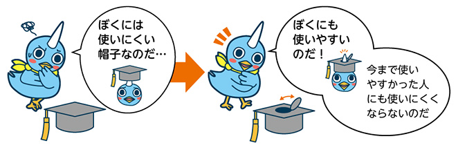 ユニバードさん帽子の説明