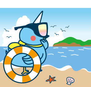 ユニバードさんと海水浴場
